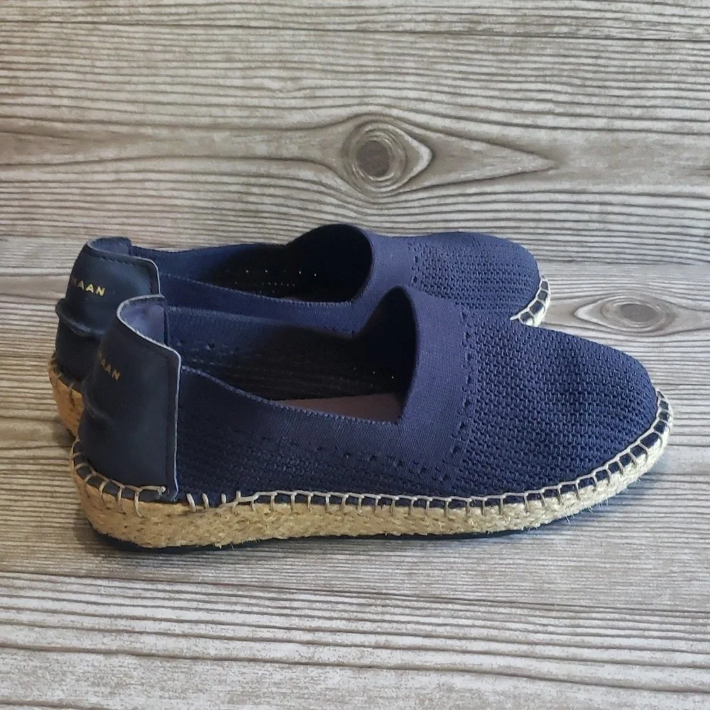 🌵Cole Haan 6.5 navy blue mesh canvas loafers espadrilles